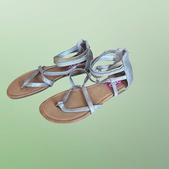 EDL Presents Pop Eiffel Antique Gold Embellished Strappy Sandal Size 8 1/2 - Picture 13 of 15